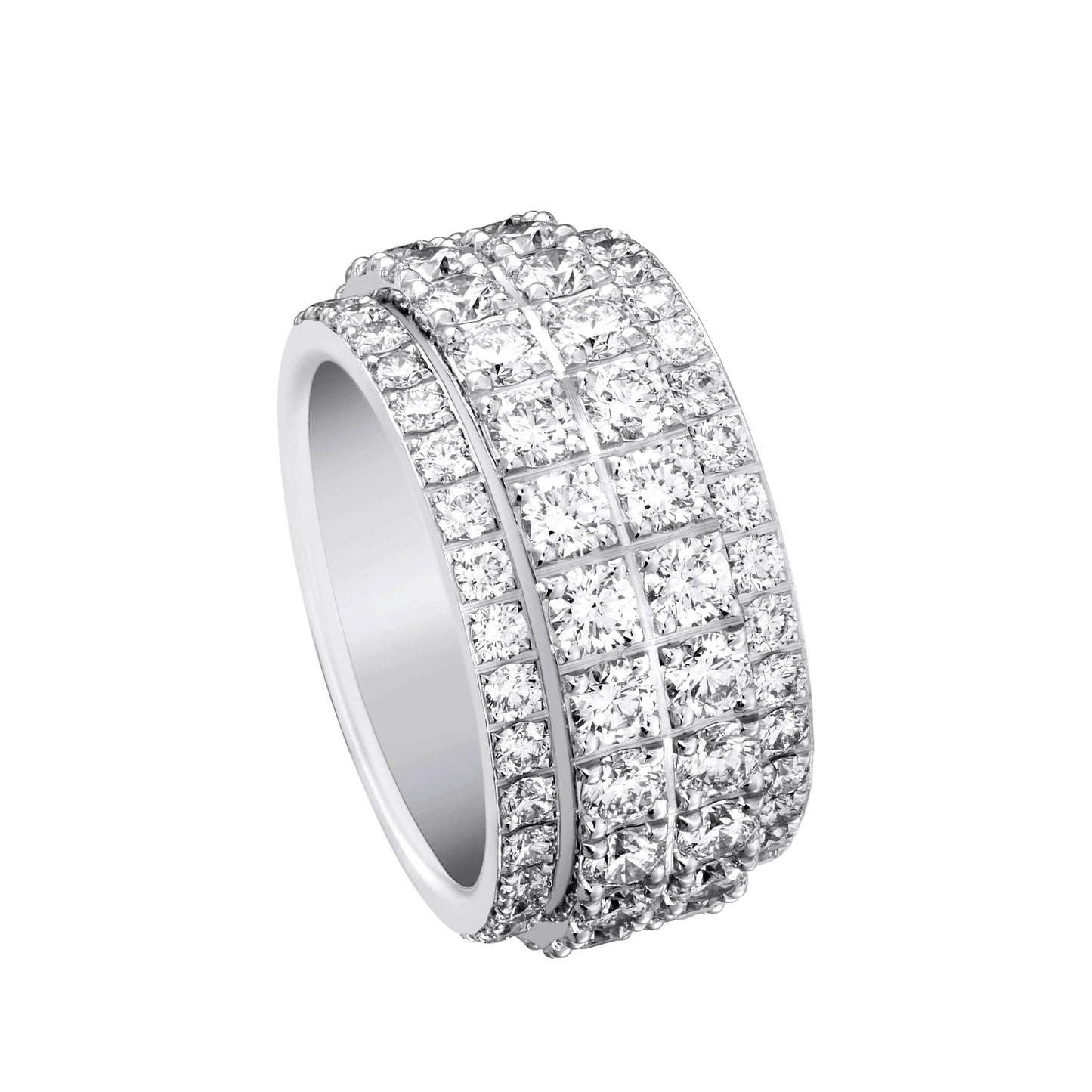Aeterna Jewelry men’s full iced-out ring with layered pavé design on white background